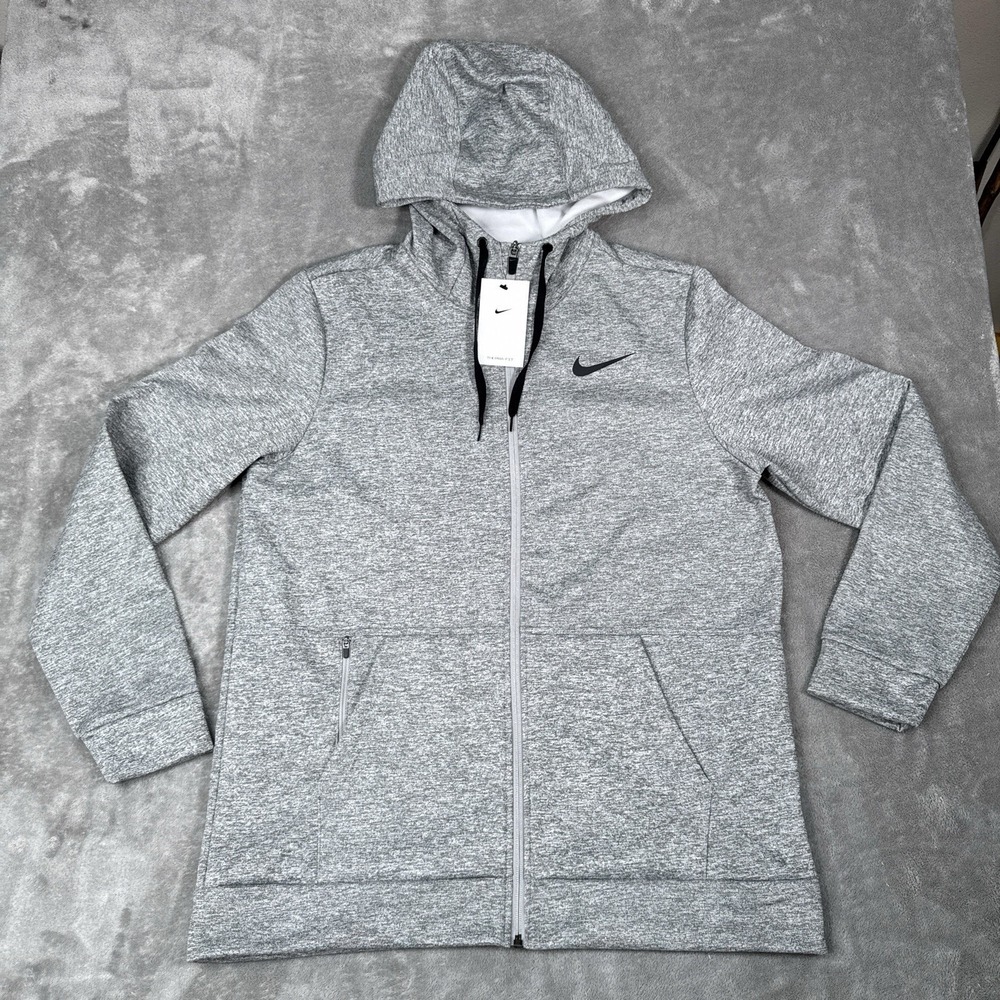 Nike Therma-FIT Full Zip Training Hoodie Mens Sz Large Charcoal Heather Gray